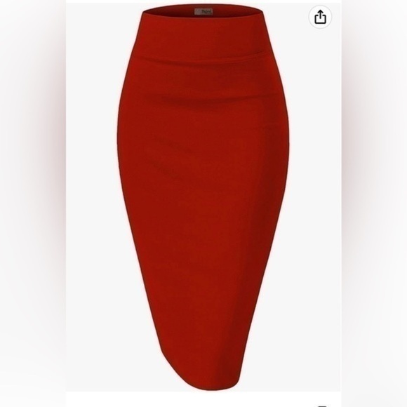 H&C Women Premium Nylon Ponte Stretch Skirt High Waist Below Knee Sz large - Picture 2 of 7